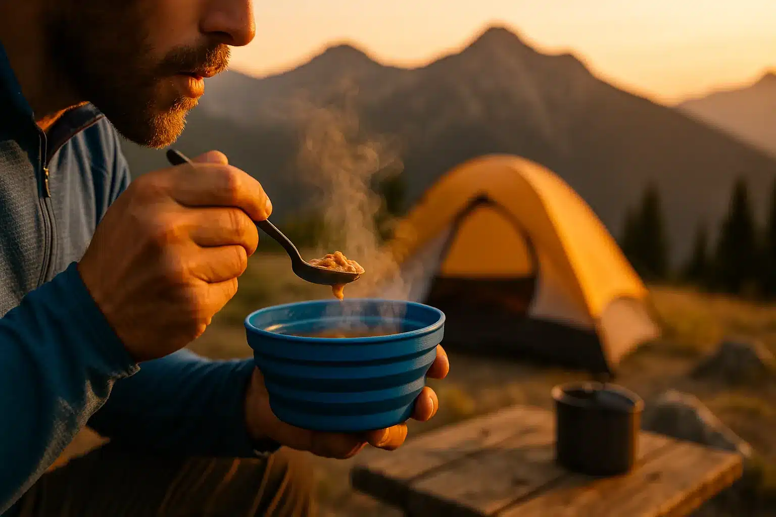 Best collapsible food containers for backpacking shown with camping gear