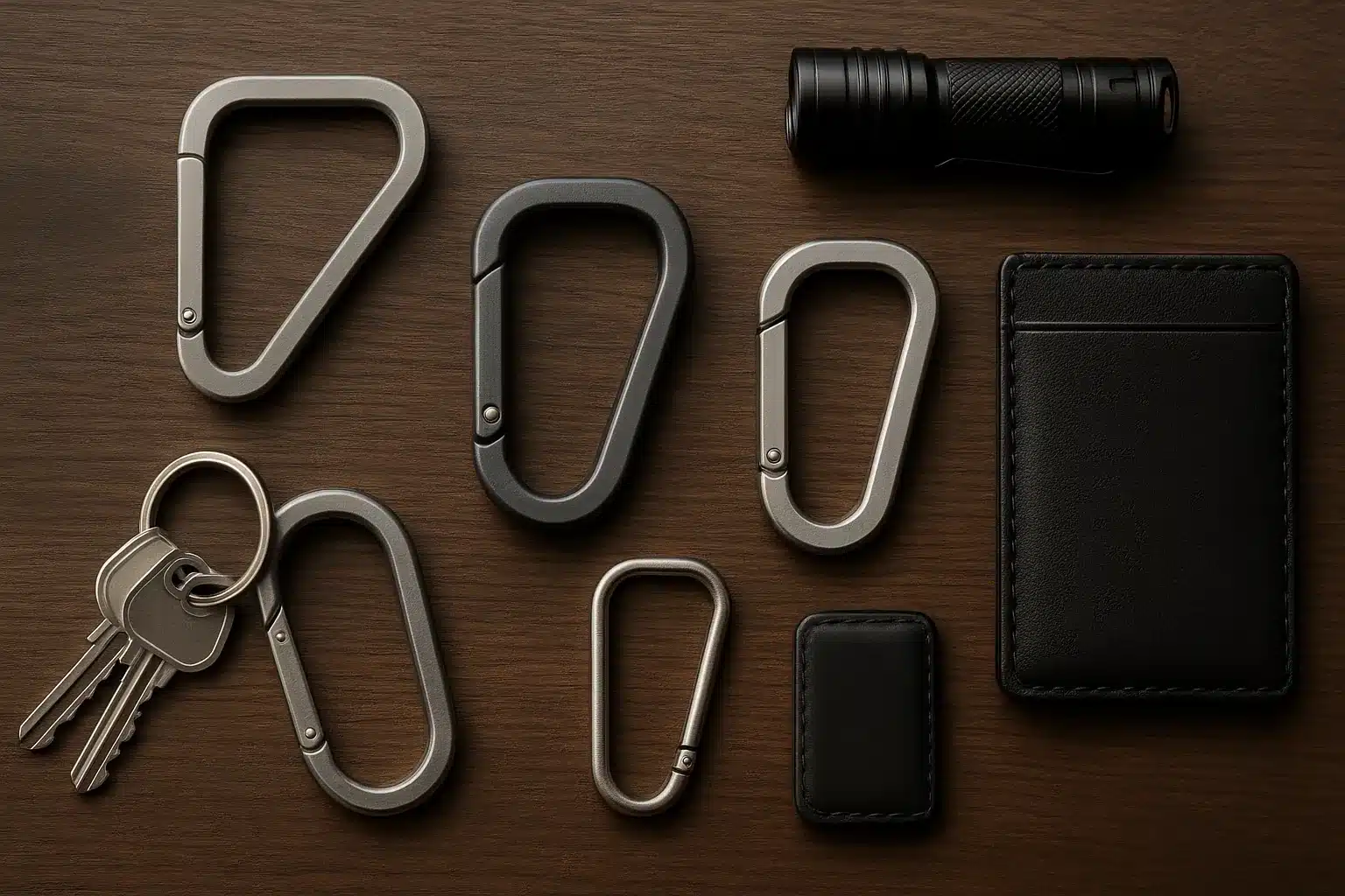 Collection of best EDC carabiners for 2025 featuring titanium and aluminum options for everyday carry