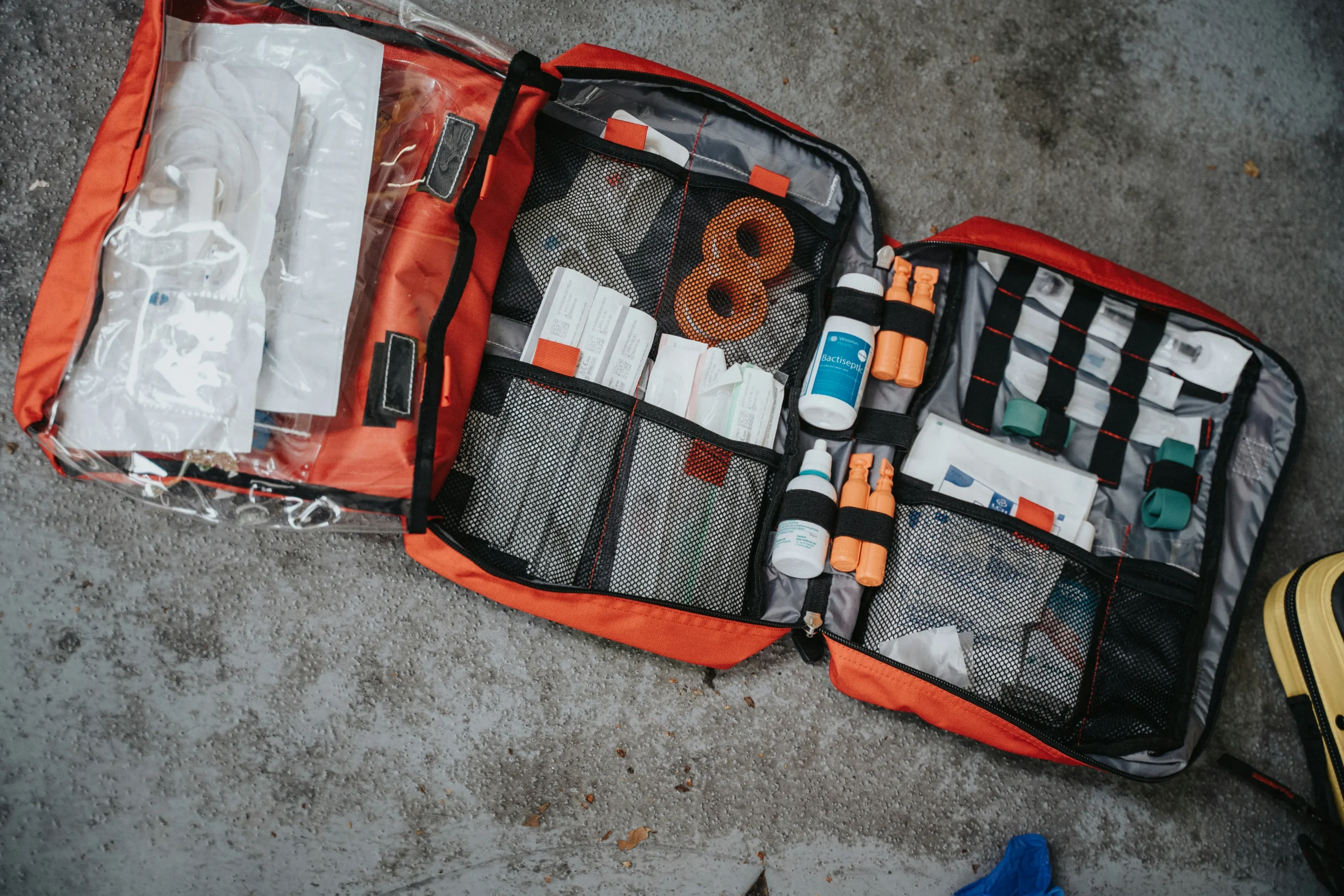 Comprehensive first aid kit for emergency go-bag and survival situations
