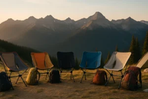 Top lightweight hiking chairs under 2 pounds arranged in outdoor setting