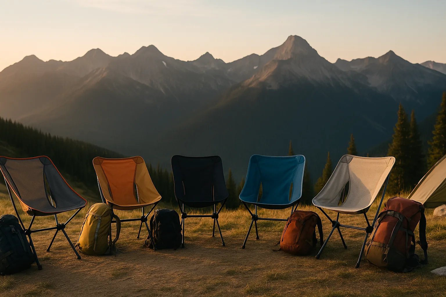 Top lightweight hiking chairs under 2 pounds arranged in outdoor setting
