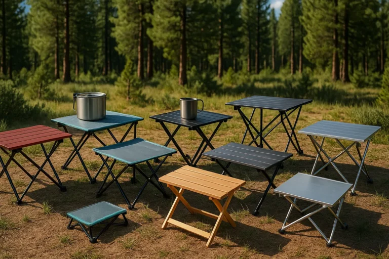 Top compact camping tables under 5 lbs arranged in outdoor setting