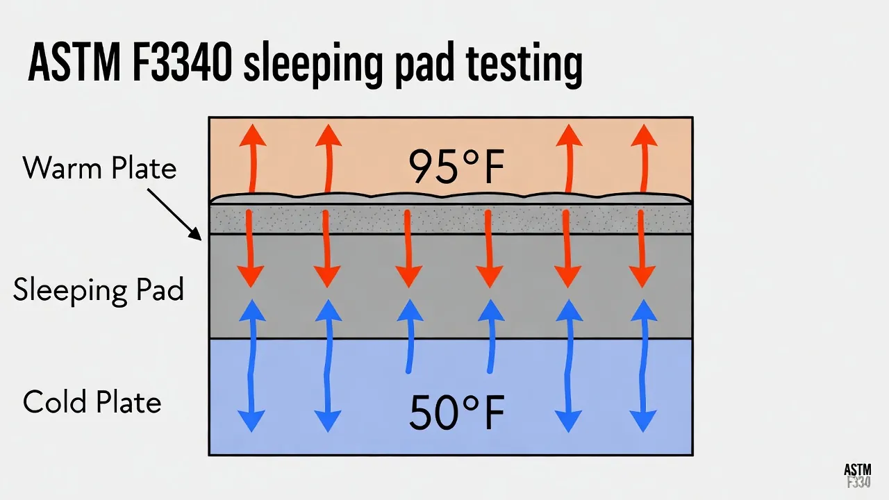 R-value temperature chart showing sleeping pad insulation ratings from summer R-1 to extreme winter R-8 with color-coded zones
