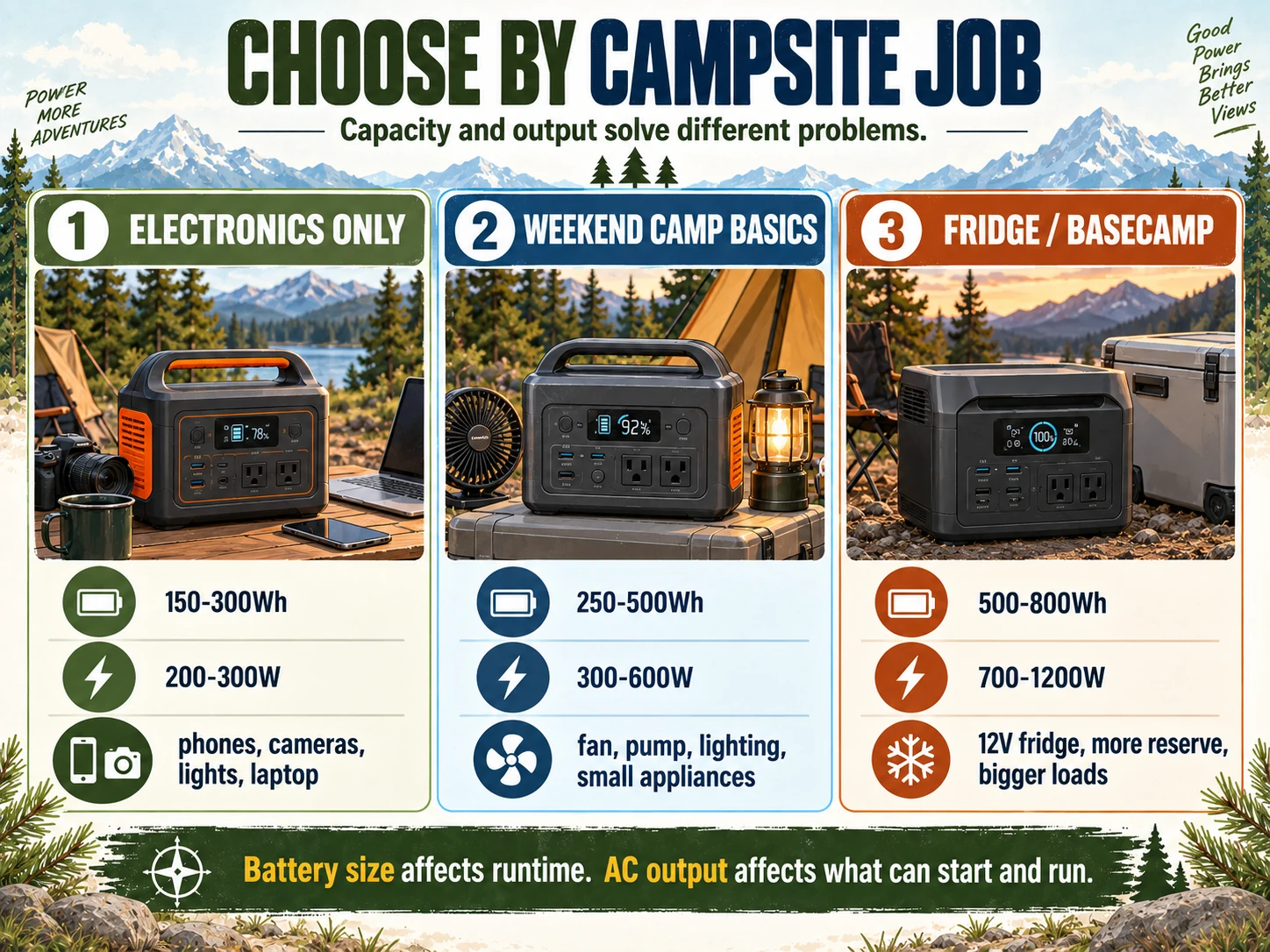 How to choose a portable power station for electronics, weekend camping or a 12V fridge setup